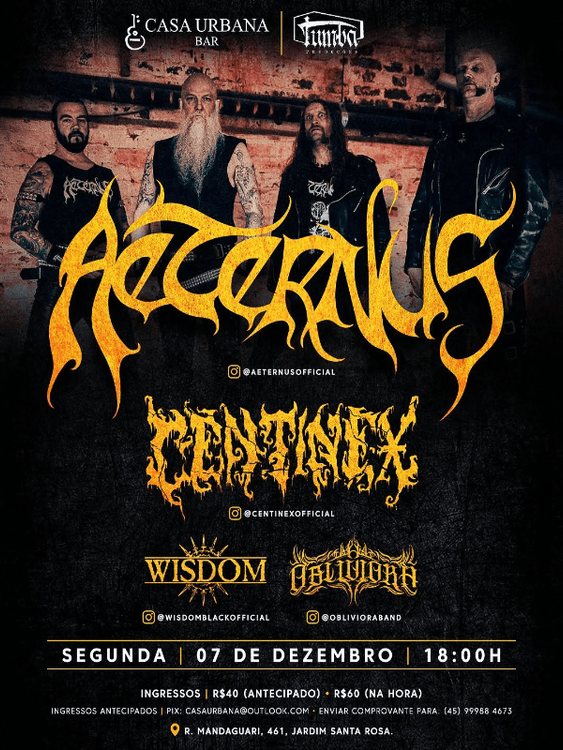 Aeternus, Centinex, Wisdom, Obliviora